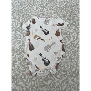 Angel Dear Baby Bodysuit Unisex 6-12M Guitar Print Short Sleeve Casual